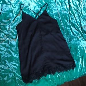 Silk and lace tank top